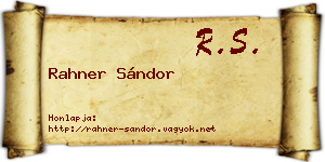 Rahner Sándor névjegykártya